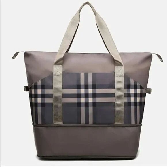 New Nova check style large school work expandable carryall neverfull travel bag - Picture 3 of 7